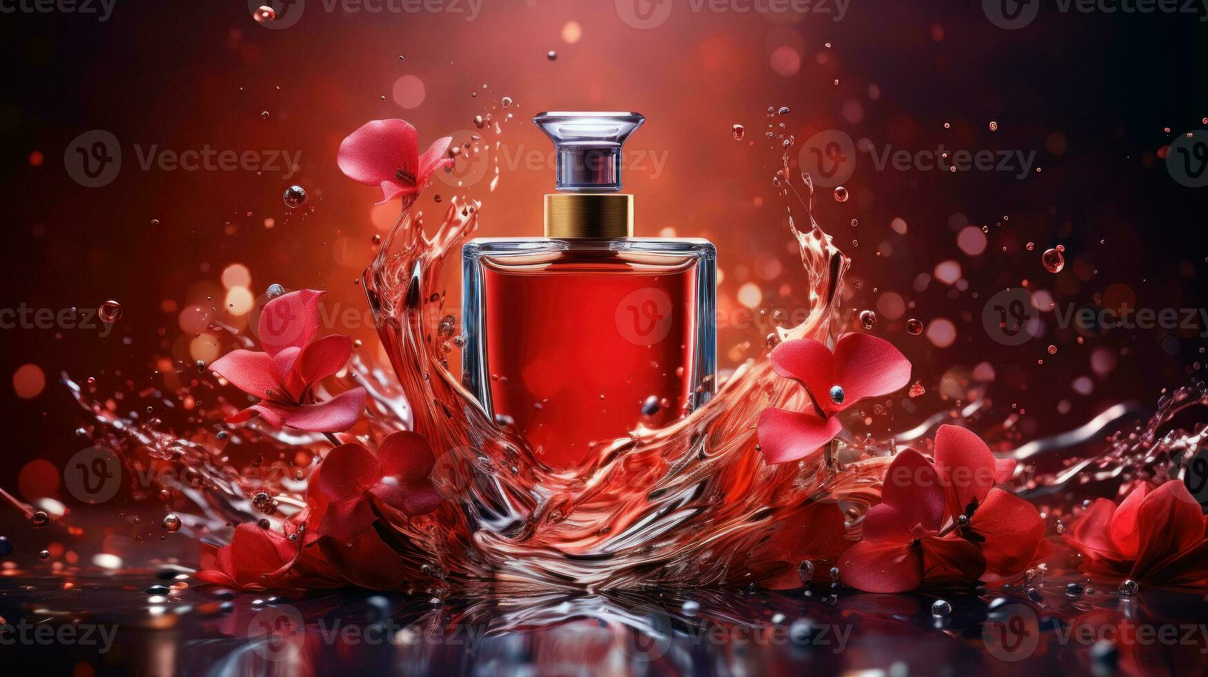 AI generated Luxury perfume, cosmetic premium glass bottle. Banner, poster for beauty promotion of elegant product for ads on draped silk fabric clothing elegants background with pearls. Generative AI photo