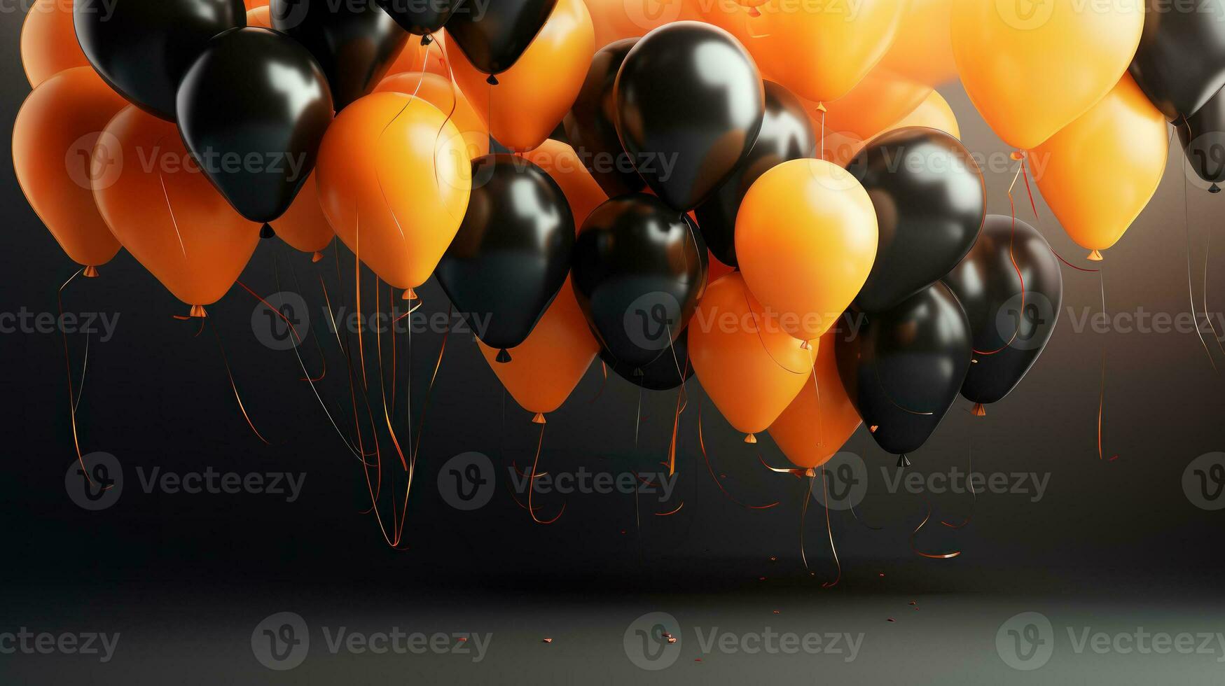 negro viernes rebaja antecedentes con lustroso globos en un oscuro escena. descuento o rebaja márketing anuncio para póster, anuncios, web bandera, volantes, social y Moda anuncios, folleto. generativo ai foto