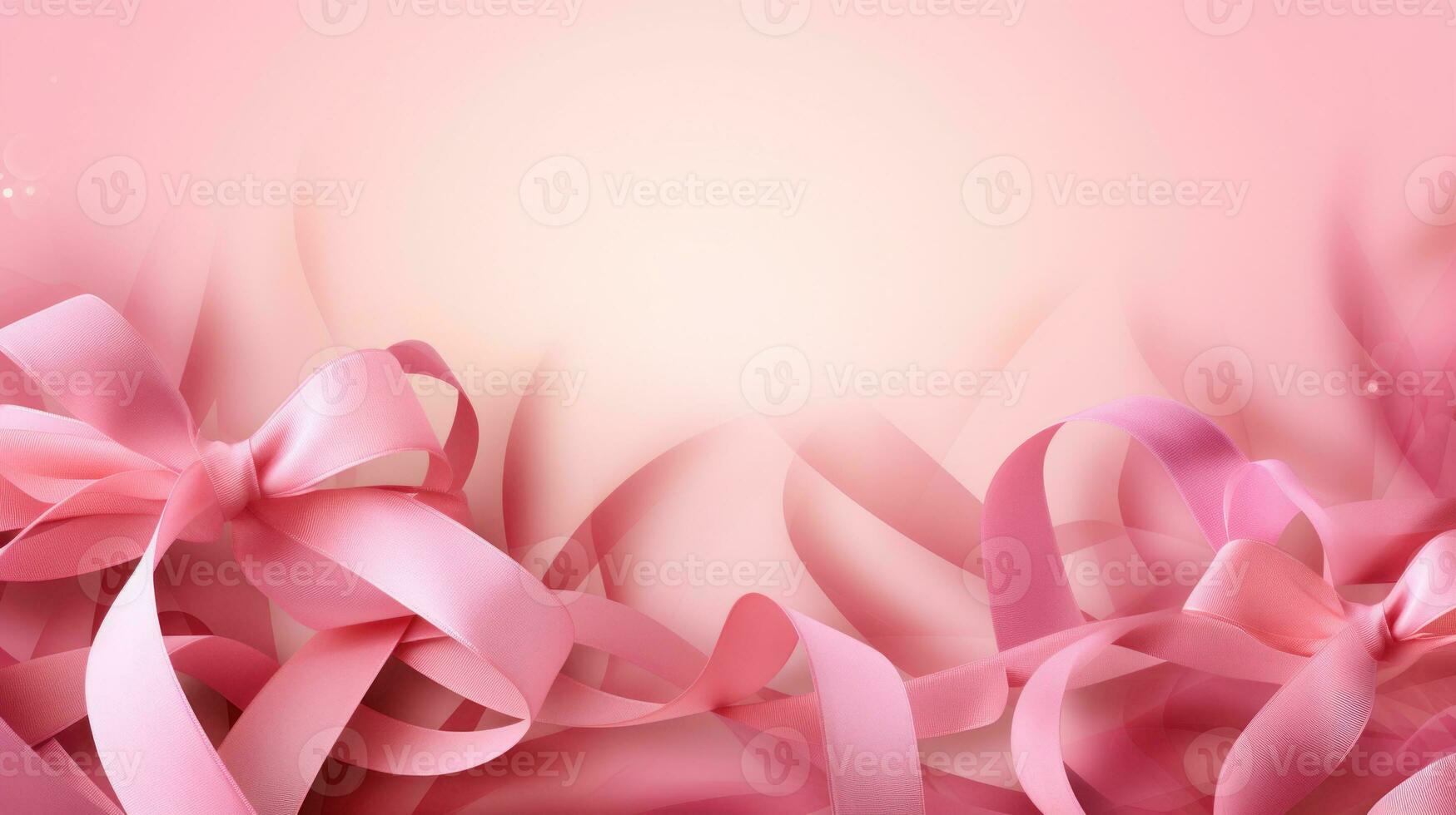 Pink ribbon over pink background. Design creative for International Women's Day, breast cancer awareness, Mother's day, Valentine's Day. Concept design for ad, social media, flyer. Generative AI photo