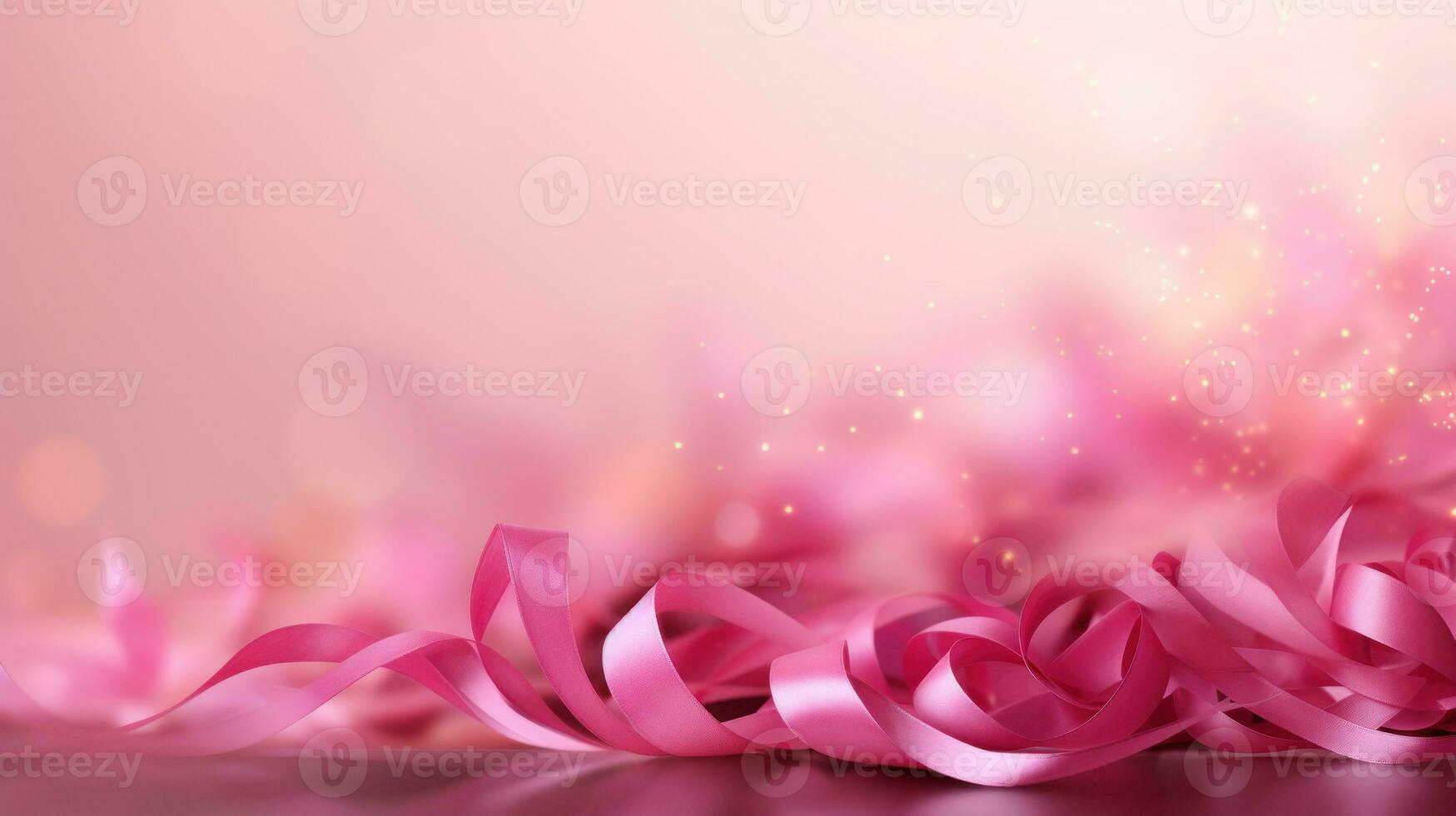 Pink ribbon over pink background. Design creative for International Women's Day, breast cancer awareness, Mother's day, Valentine's Day. Concept design for ad, social media, flyer. Generative AI photo