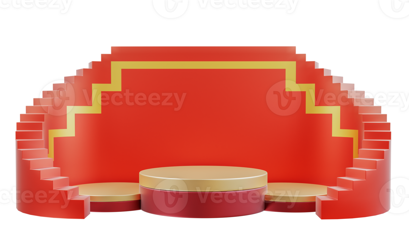Product display red podium for product presentation branding and packaging presentation. 3D stand to show cosmetic products. 3d rendering png