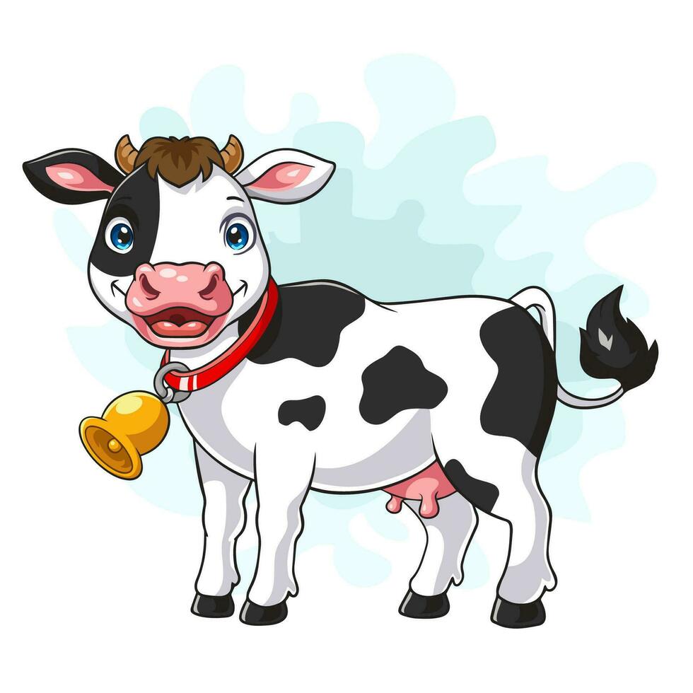 dibujos animados contento vaca es en pie vector