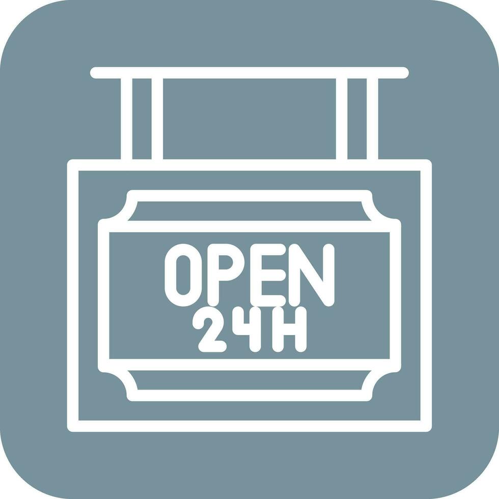 24 Hrs Open Vector Icon