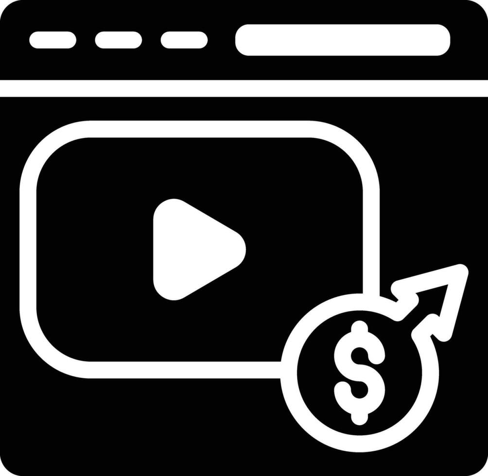 vídeo monetización vector icono