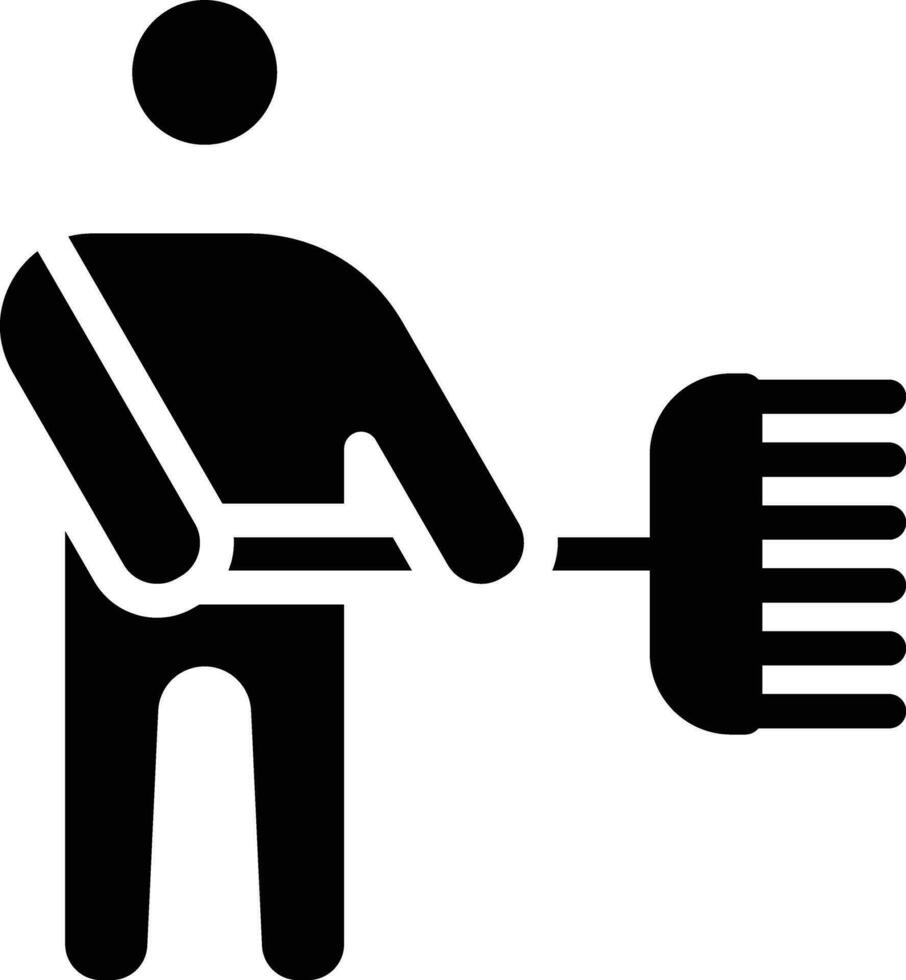 Man Holding Mop Vector Icon