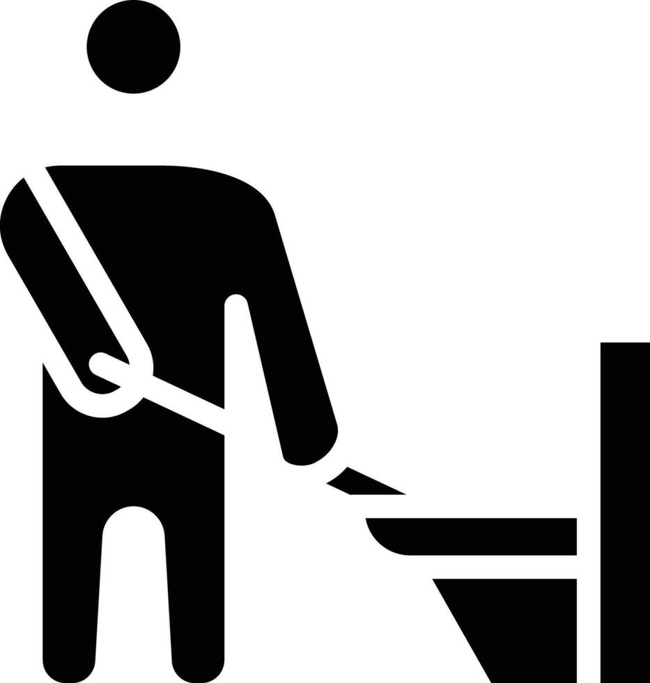 Man Cleaning Bathroom Vector Icon