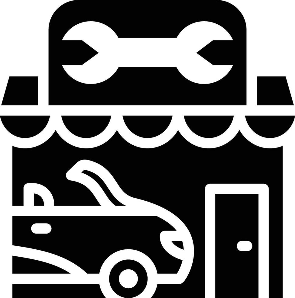 icono de vector de taller de reparación de automóviles