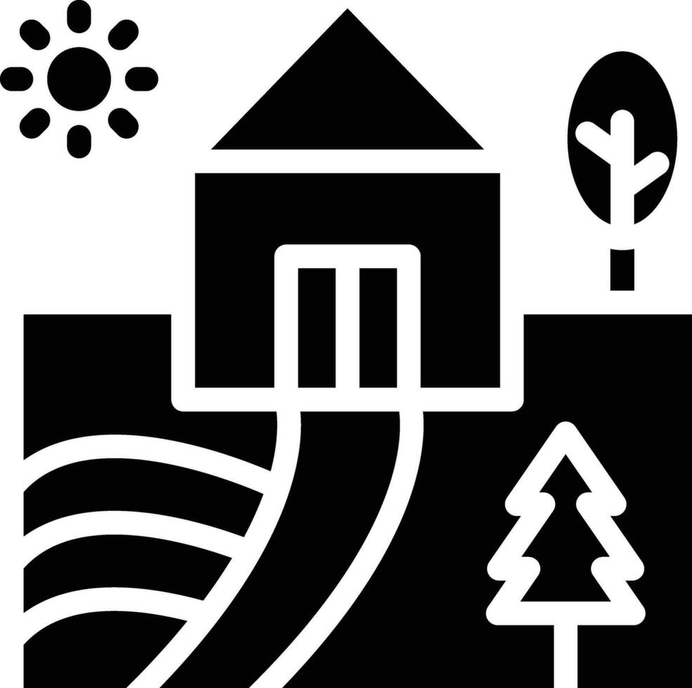 pueblo paisaje vector icono