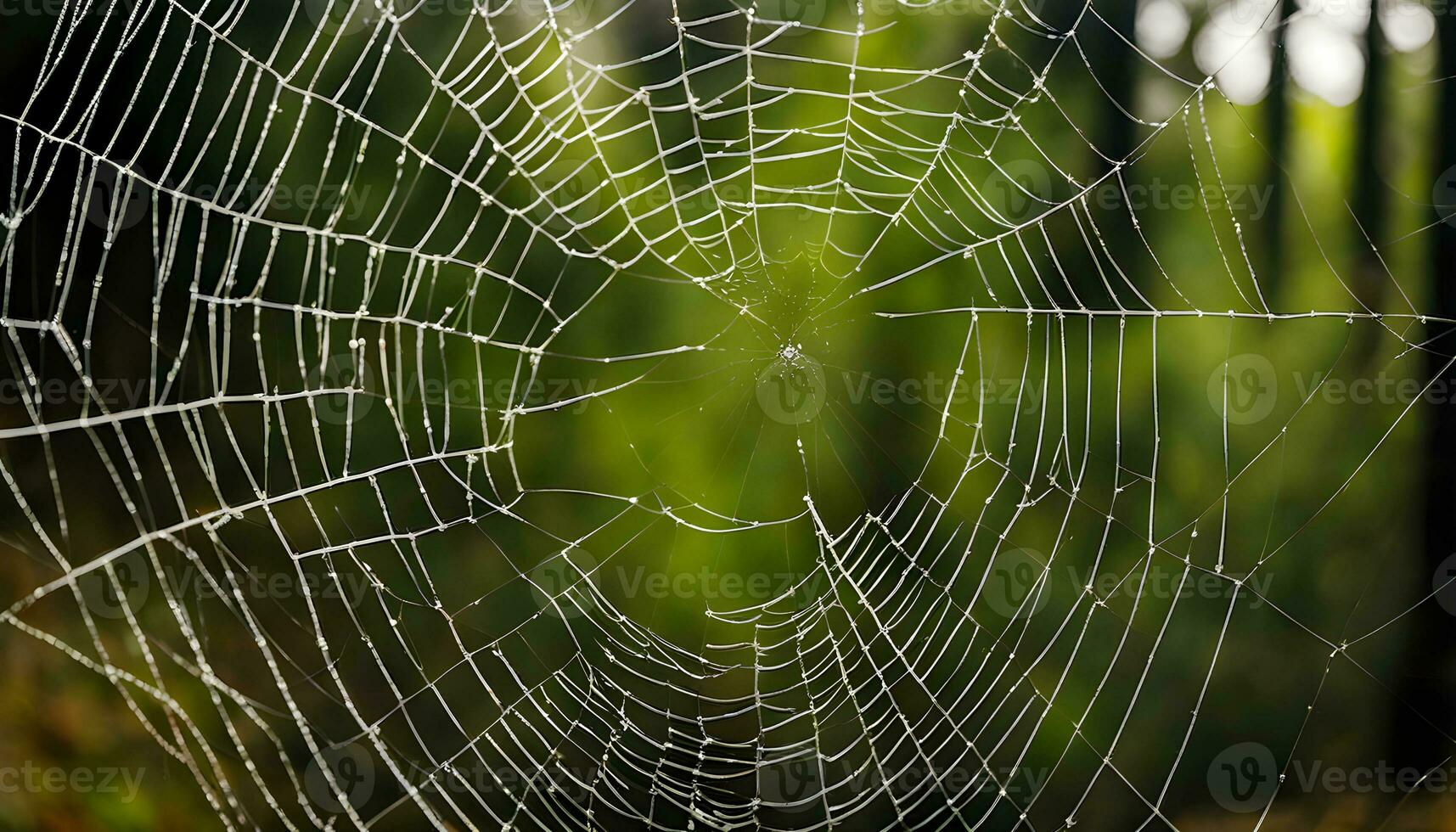 ai generado un araña web es mostrado en el medio de un bosque foto