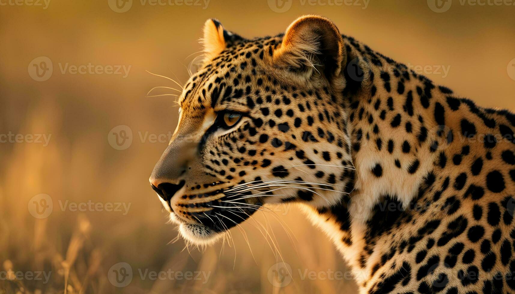 AI generated a leopard is looking off into the distance photo