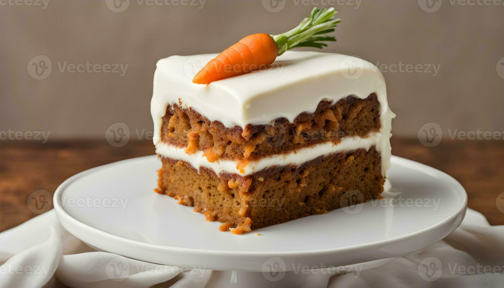 AI generated a piece of carrot cake on a white plate photo