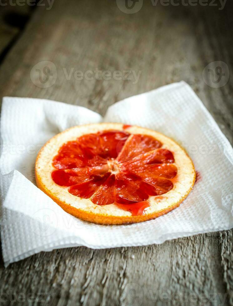 Baked grapefruit closeup photo