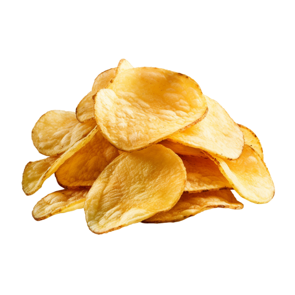 AI generated Stack of delicious potato chips, isolated on transparent ...