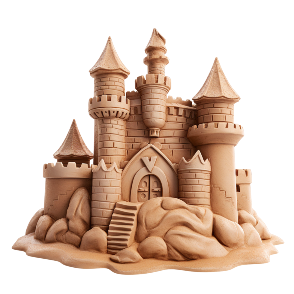 AI generated Sandcastle 2d cartoon on transparent background png