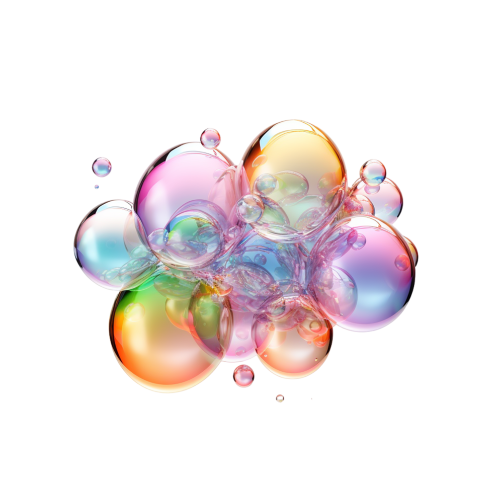 AI generated Rainbow colorful underwater bubble. Realistic of air or soap water bubbles with reflections. Floating iridescent shiny shampoo foam balls png