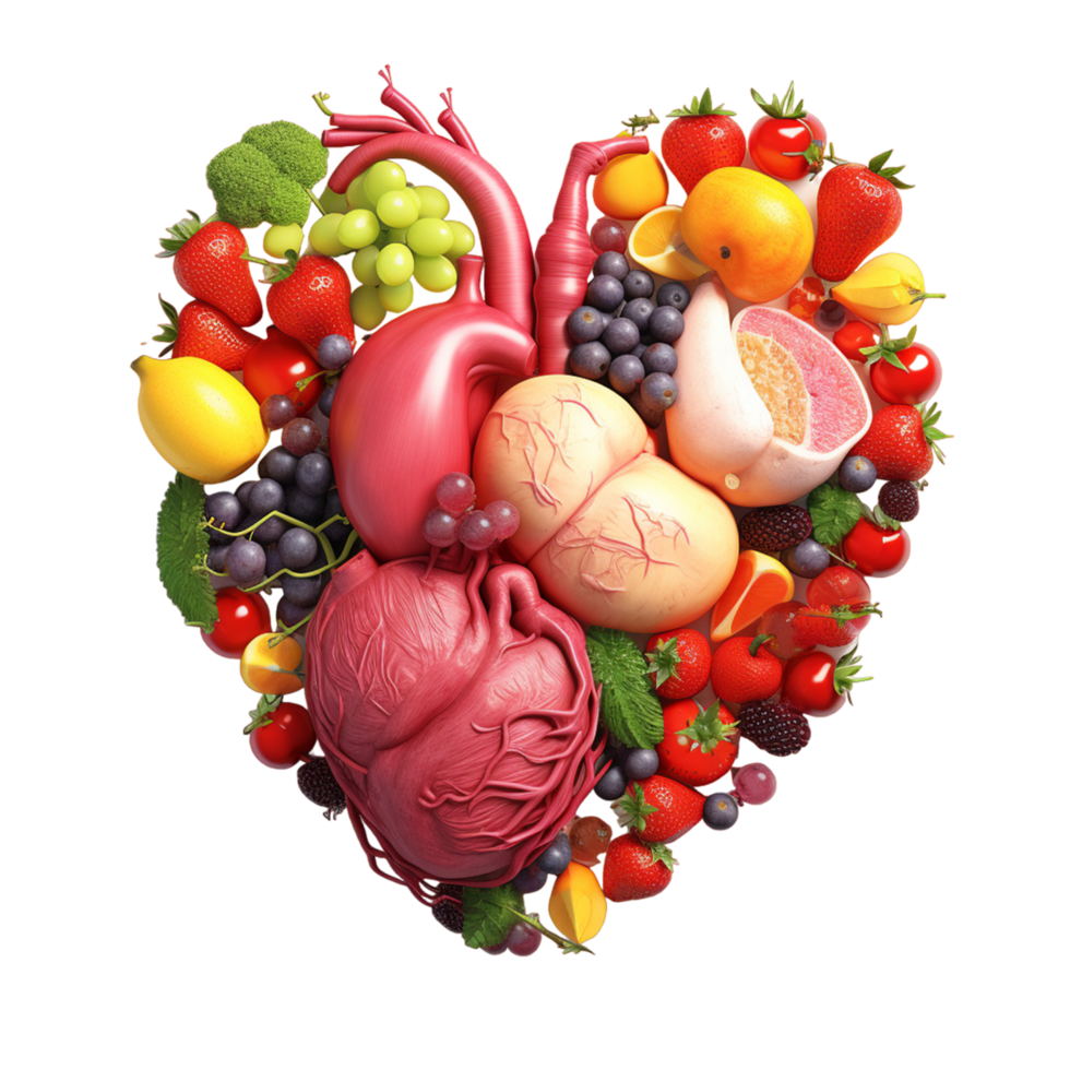 AI generated Heart shape created with fresh vegetables on transparent isolated background. Healthy life concept png