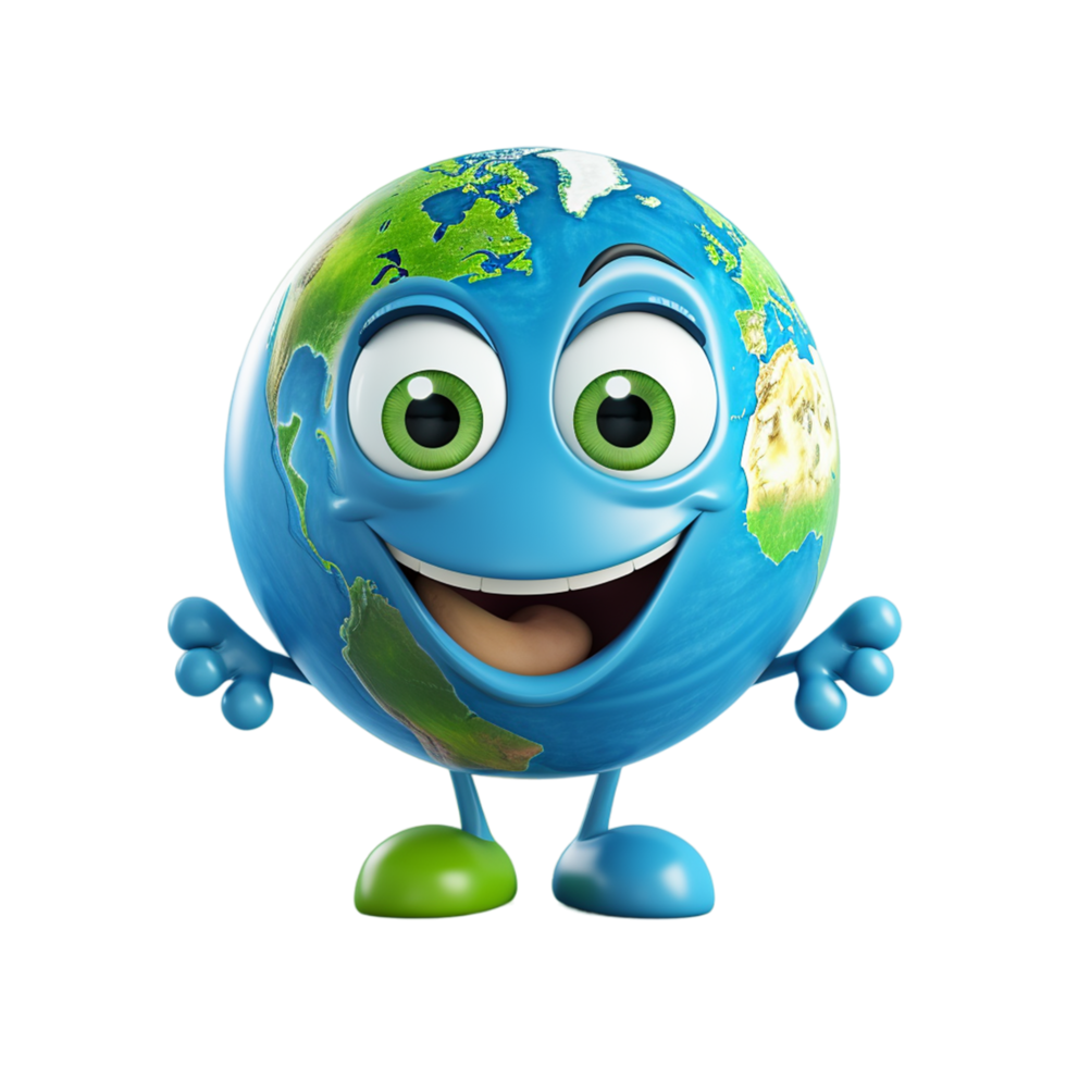 AI generated Cute Earth 3D isolated on white background. illustration design png