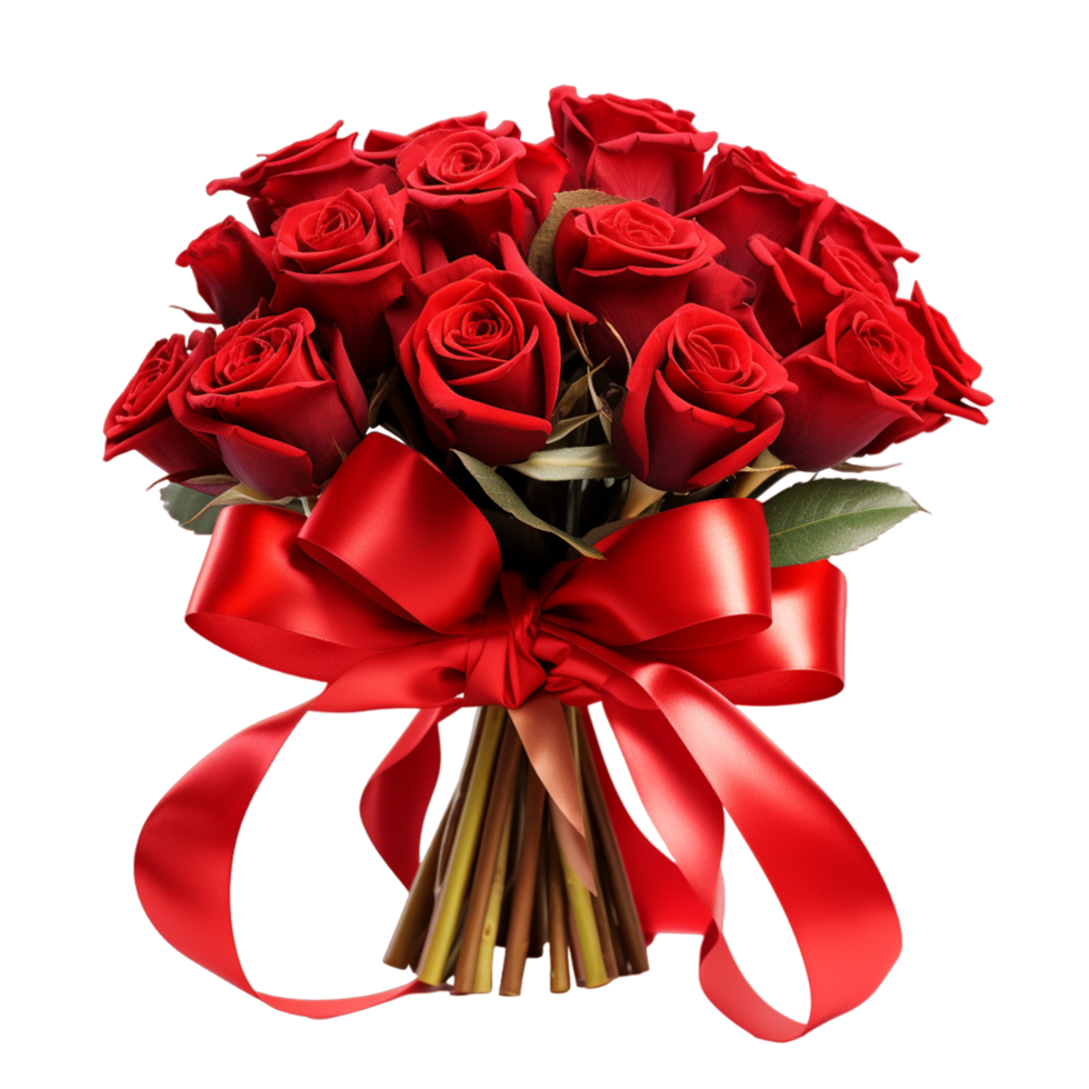 AI generated a bouquet of red roses is shown on a transparent background png