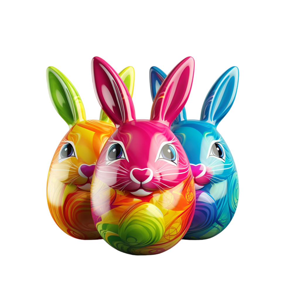 AI generated 3D Render of Cute Rabbit Character Inside Floral Egg. Happy Easter Day Concept png