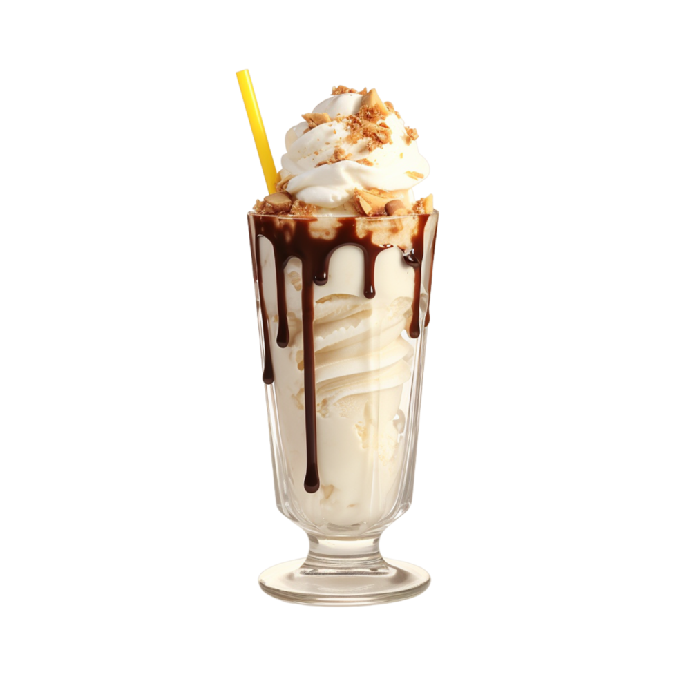 ai genererad främre se av utsökt milkshake med transparent bakgrund png