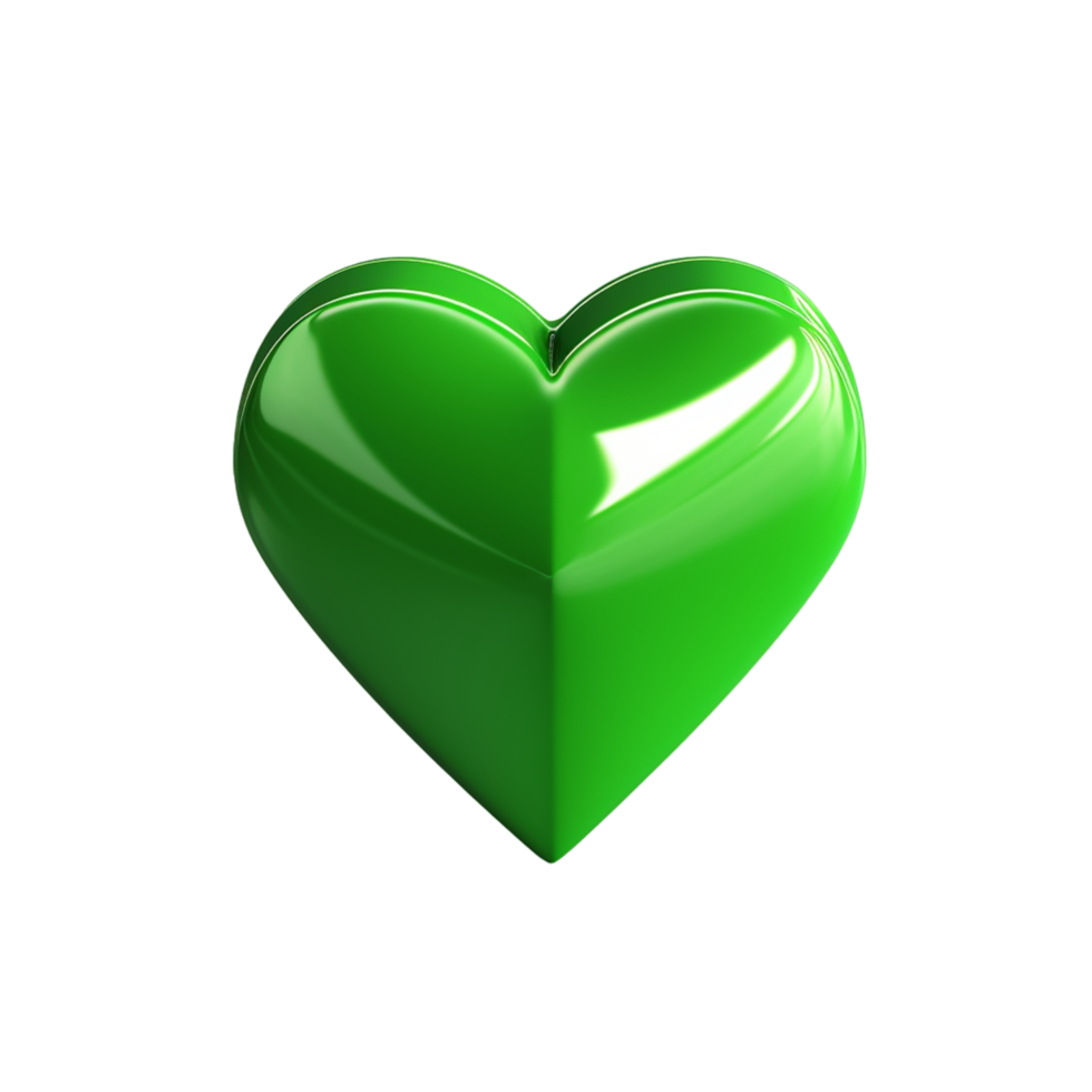 AI generated 3D green heart icon on transparent background png