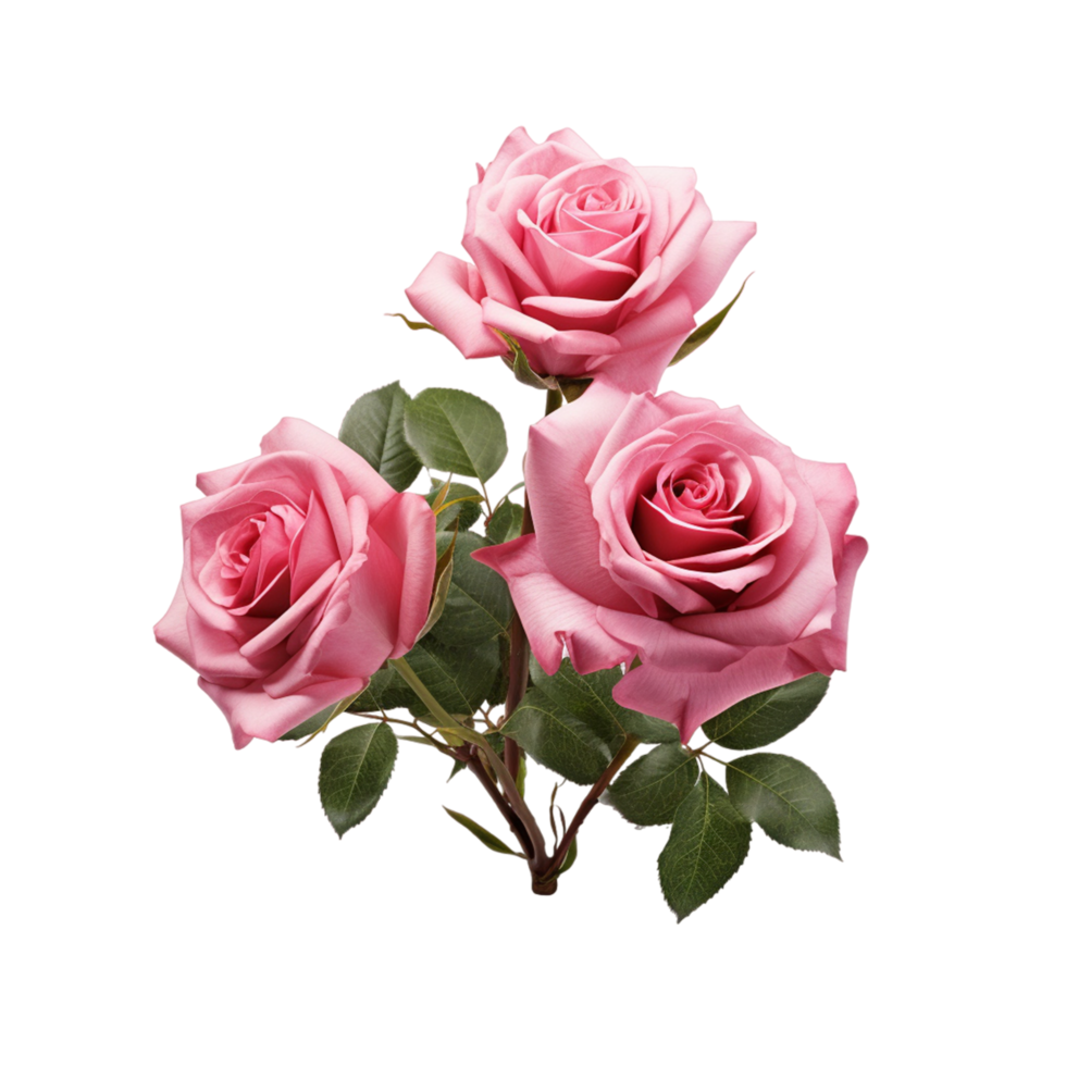 AI generated Beautiful rose flowers on flat background, top view png