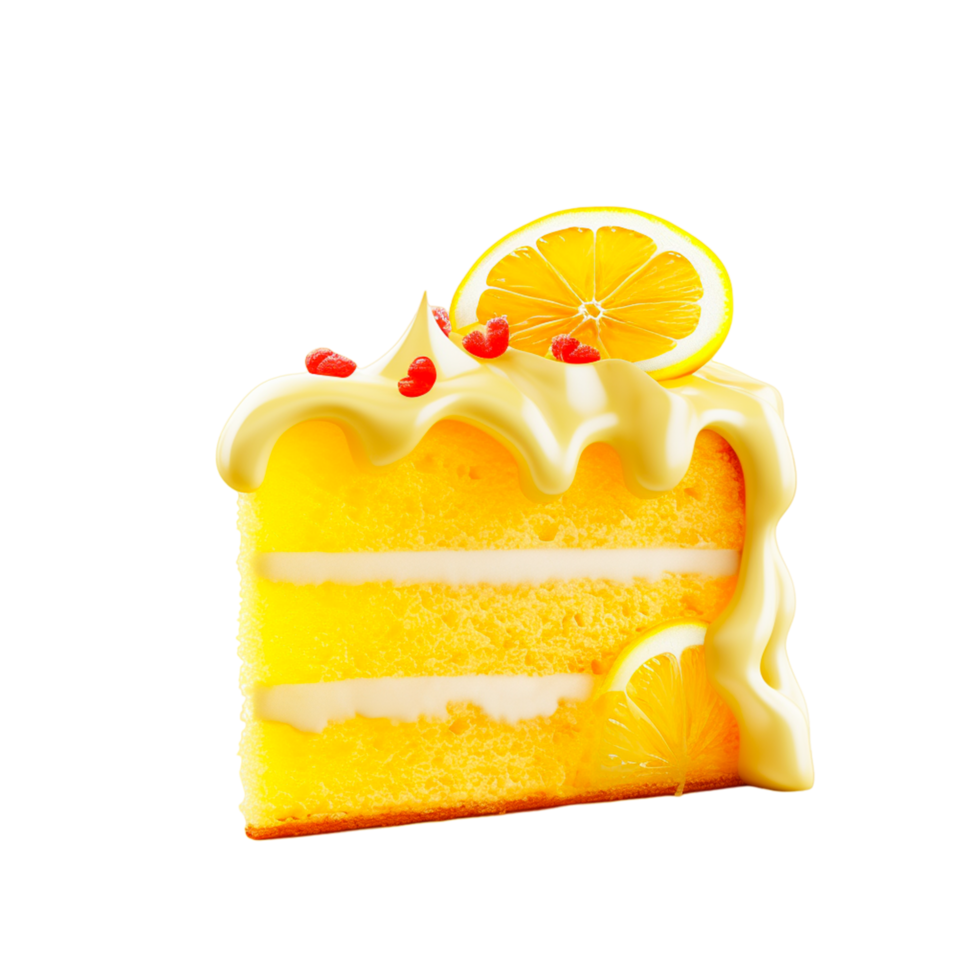AI generated sponge cake with berries and orange on transparent background png