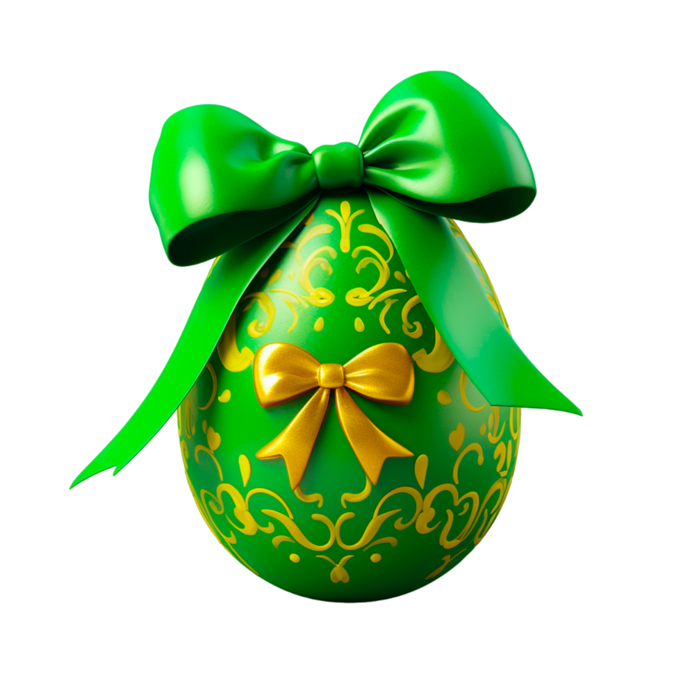AI generated Decorative Colorful Easter egg with ribbon bow on transparent background png