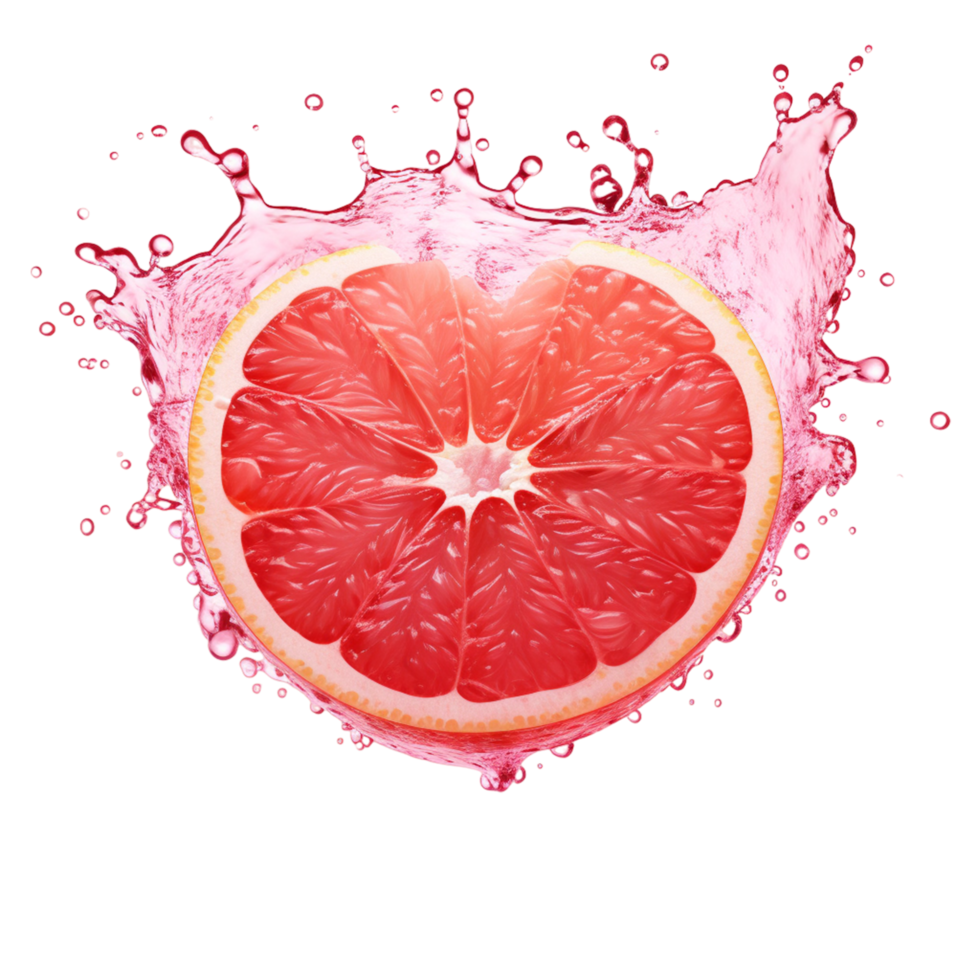 AI generated Fresh grapefruit in water splash on transparent background. Juicy fruit png