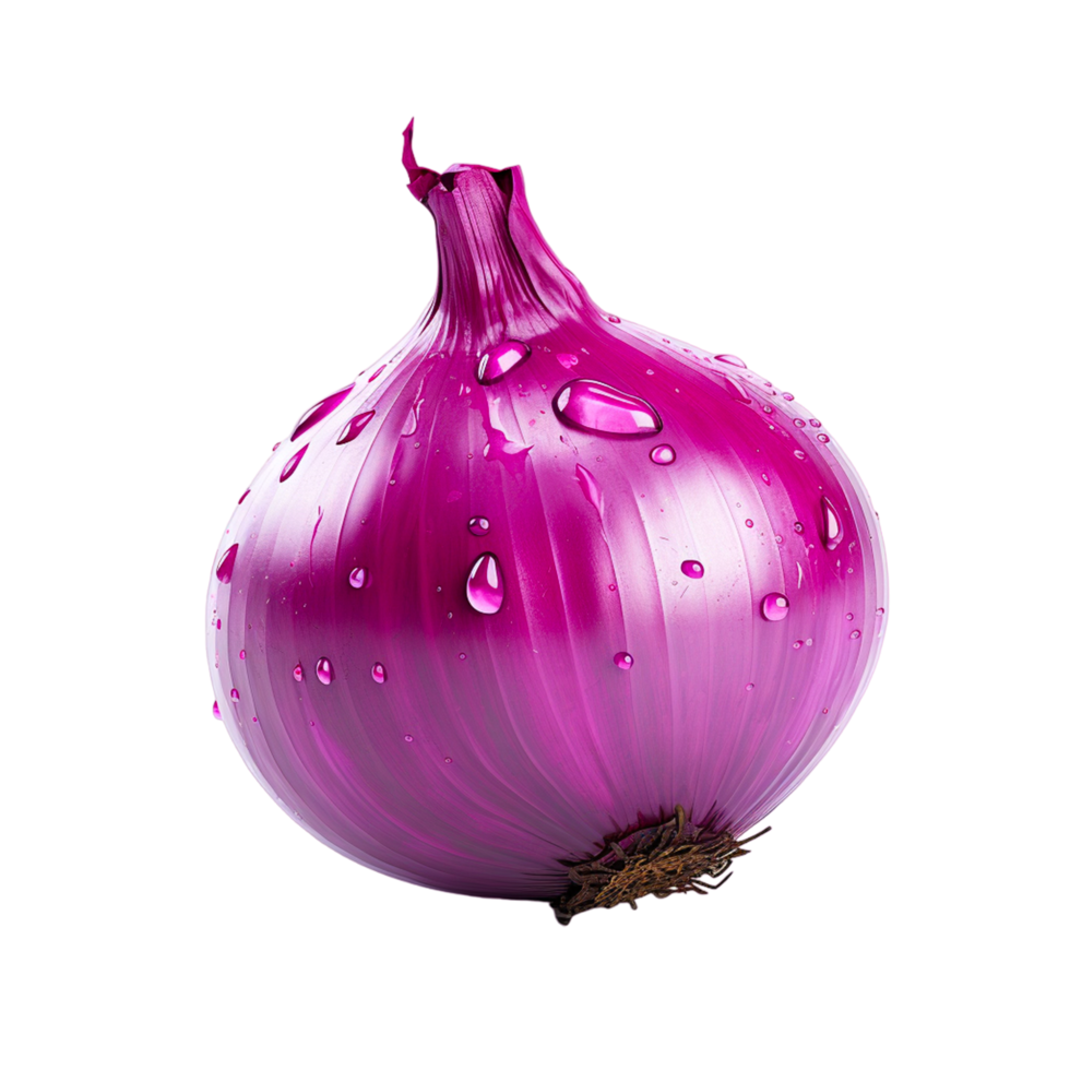 AI generated Single fresh red onion bulb isolated on transparent background with clipping path png