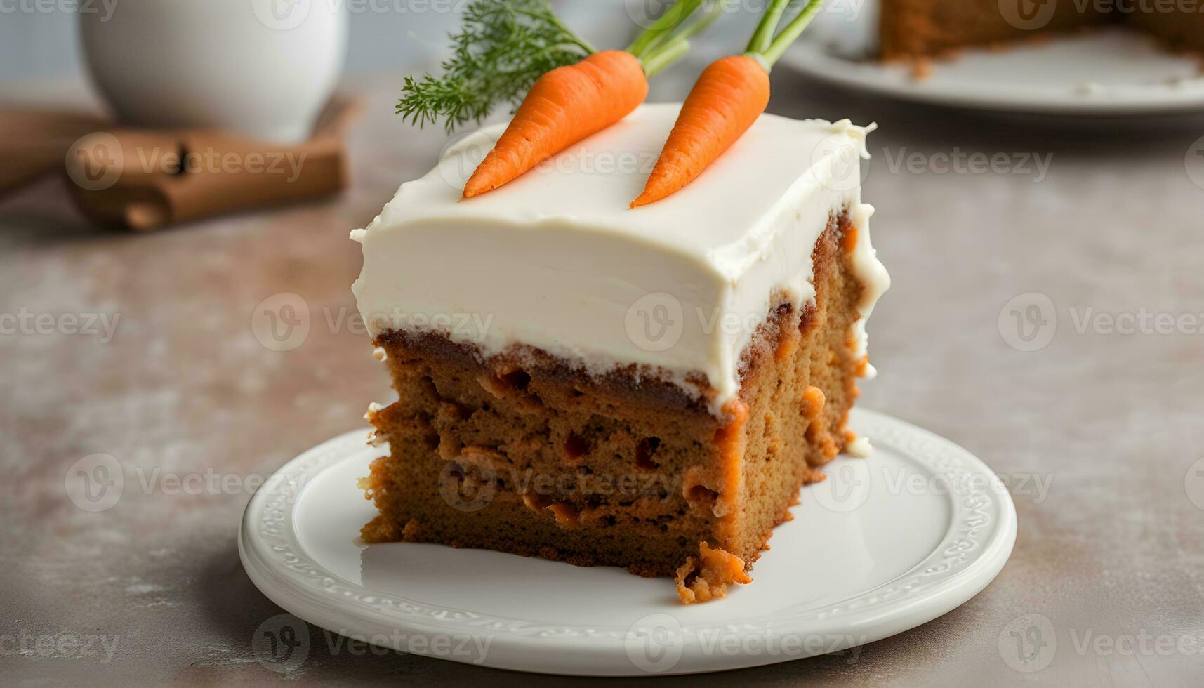 AI generated a piece of carrot cake with cream cheese frosting photo