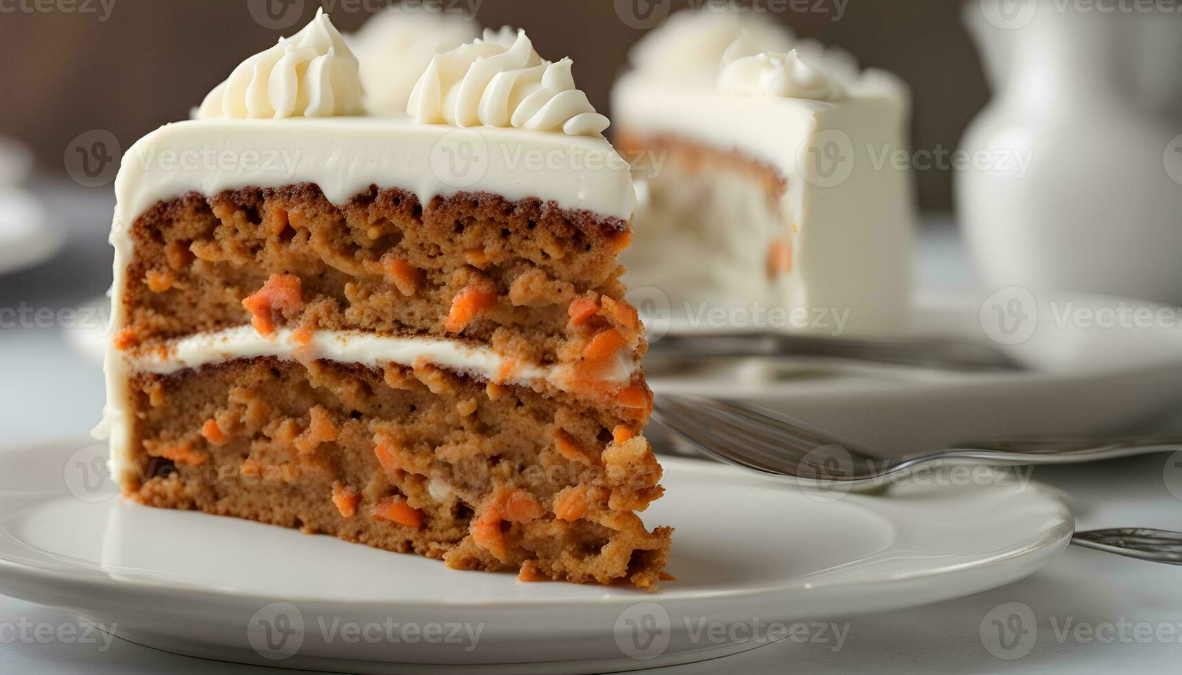 AI generated a slice of carrot cake on a plate photo