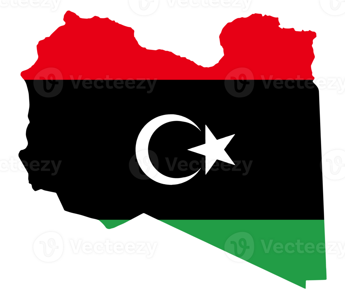 Libya flag on map png
