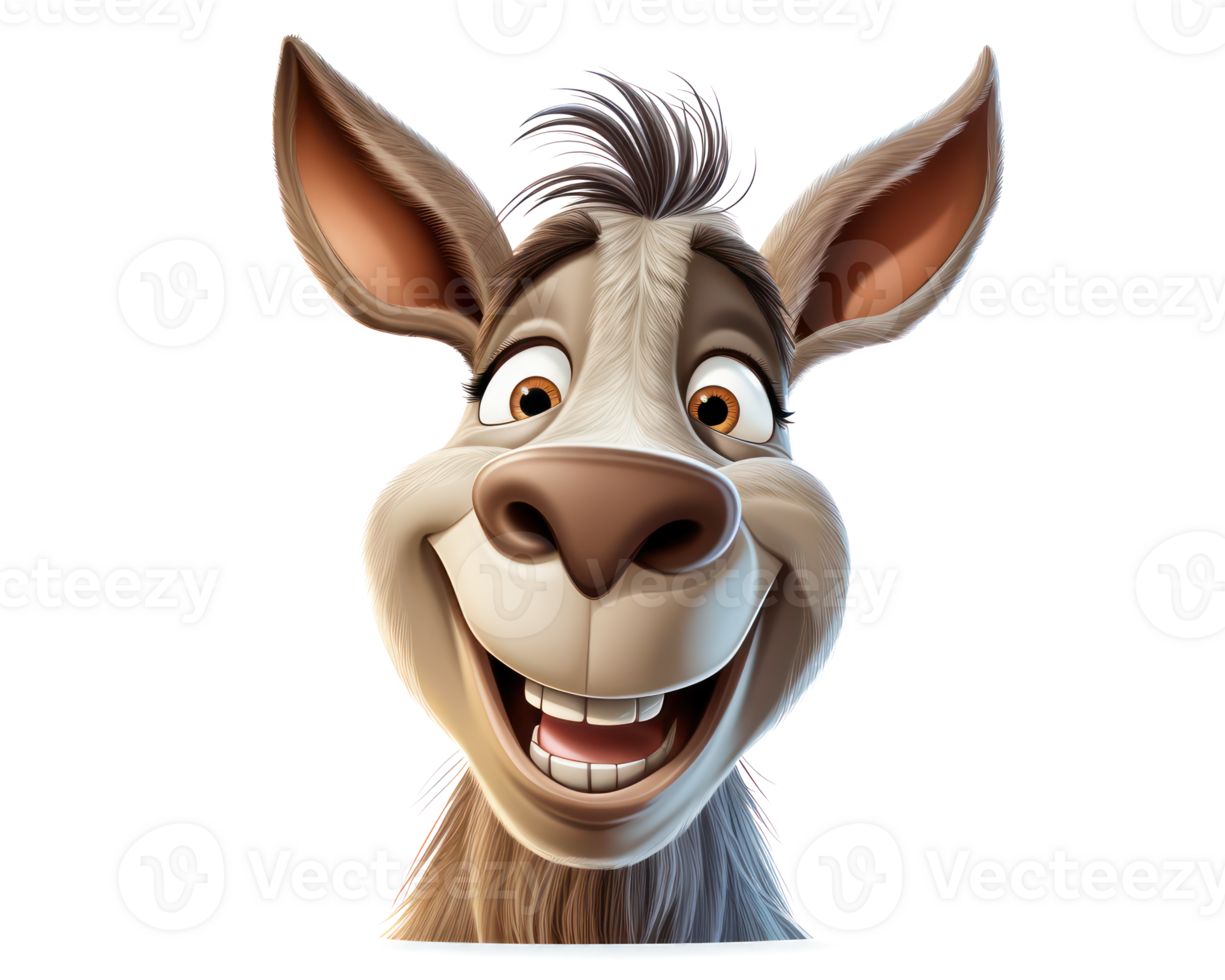 AI generated Funny donkey cartoon png