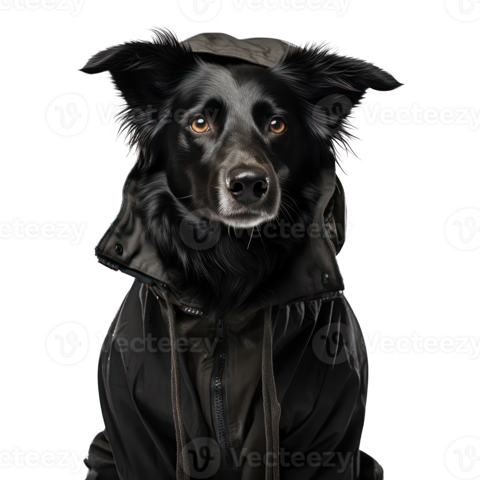 ai gegenereerd portret van een zwart grappig hond in een kap png