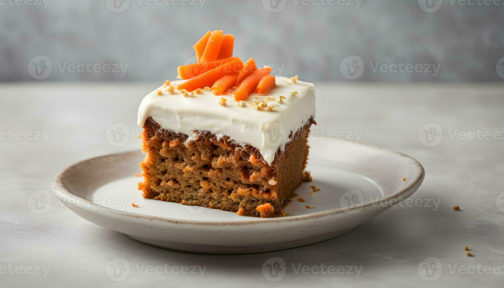 ai generado un pedazo de Zanahoria pastel en un plato foto