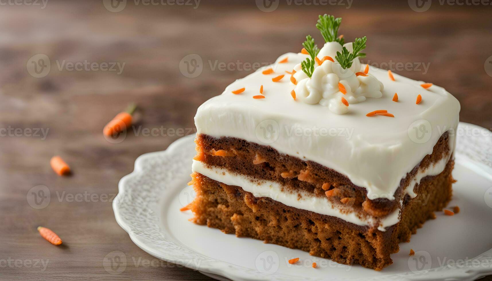 AI generated a piece of carrot cake on a plate photo