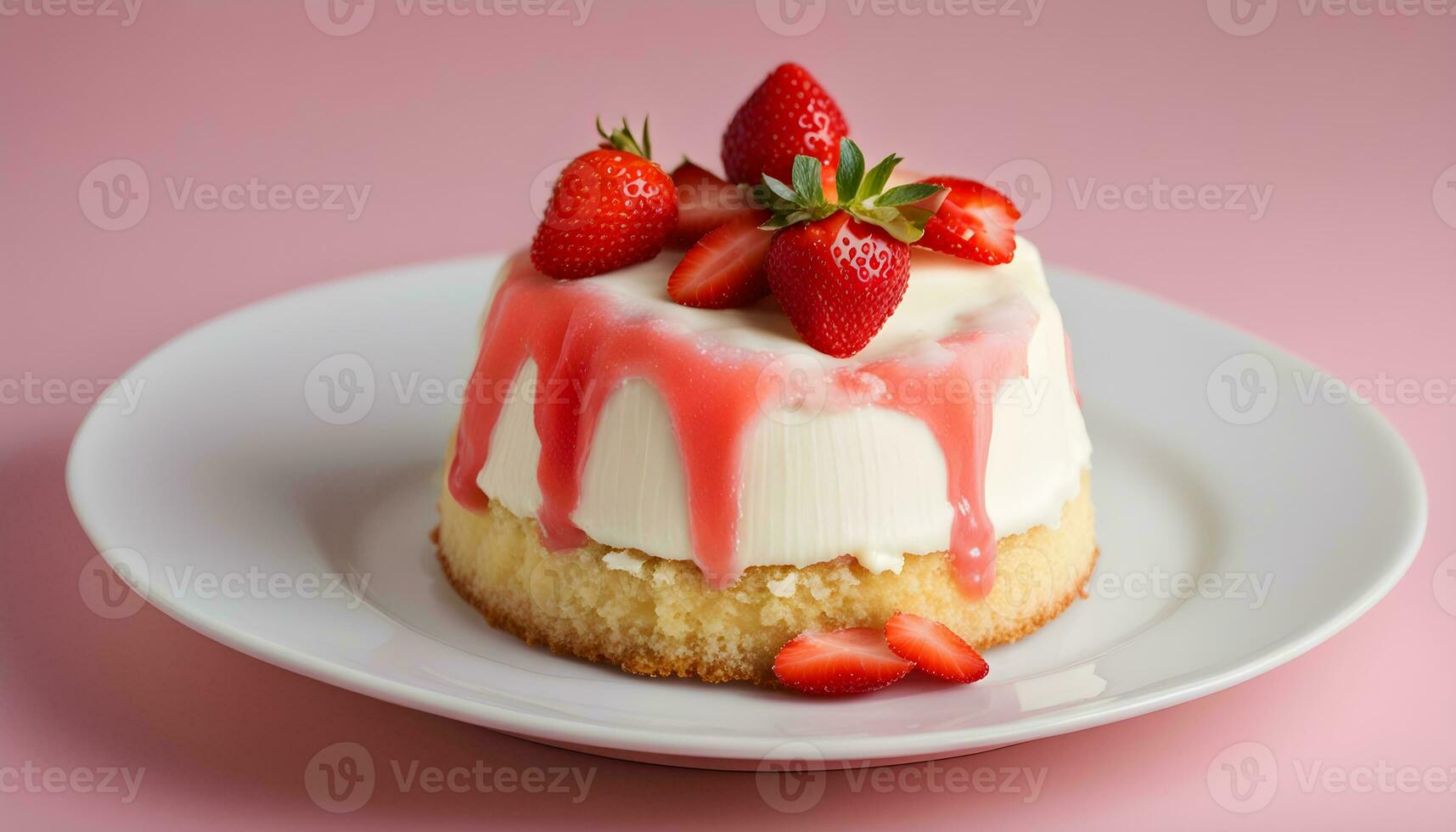 AI generated a dessert with strawberries on top photo