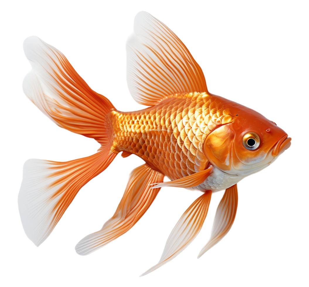 AI generated goldfish portrait design isolated on transparent background, generative ai png