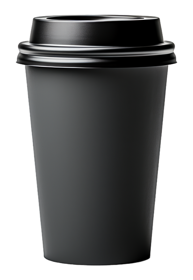AI generated plain black cup mockup template with transparent background, ai generative png
