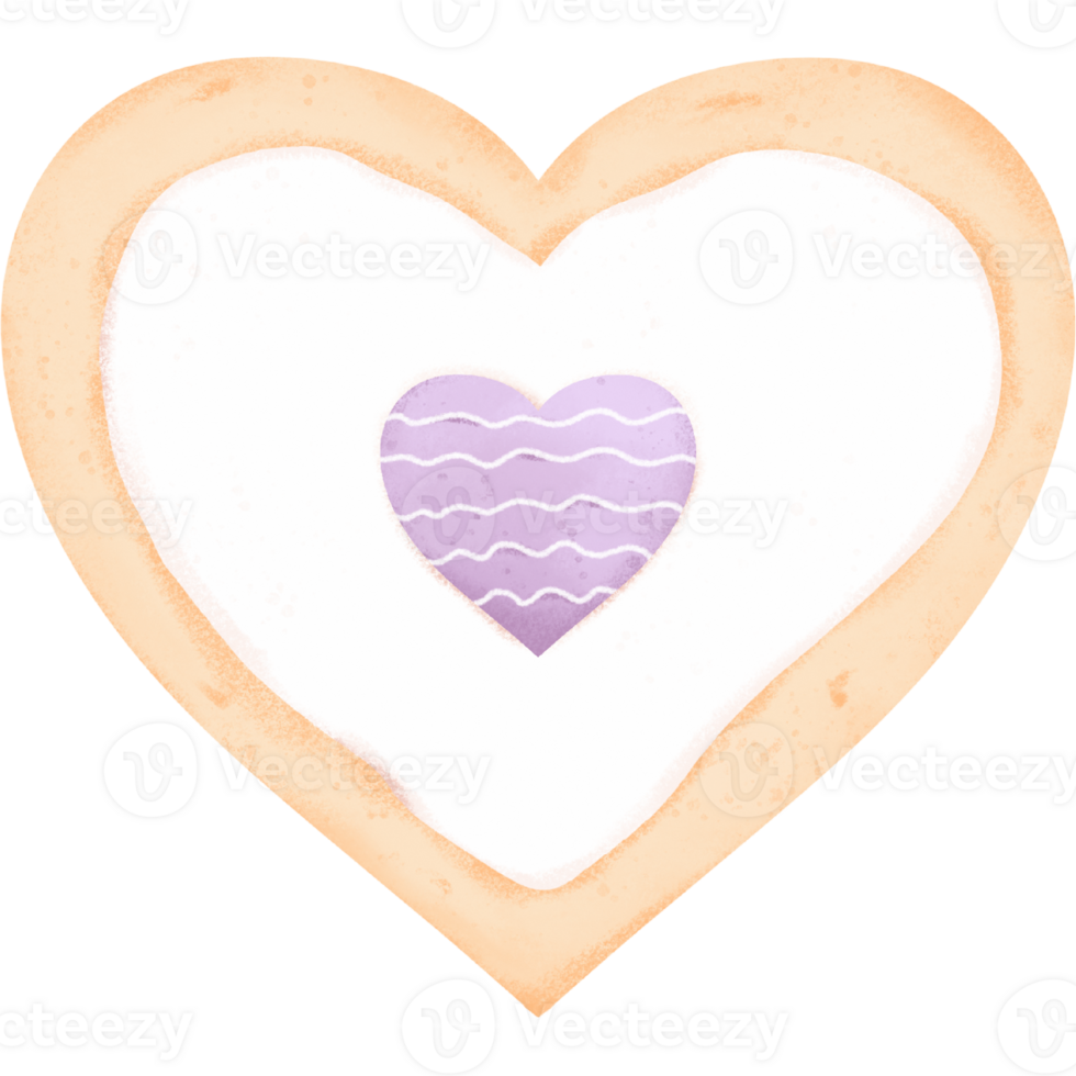 Cookies with heart watercolor png