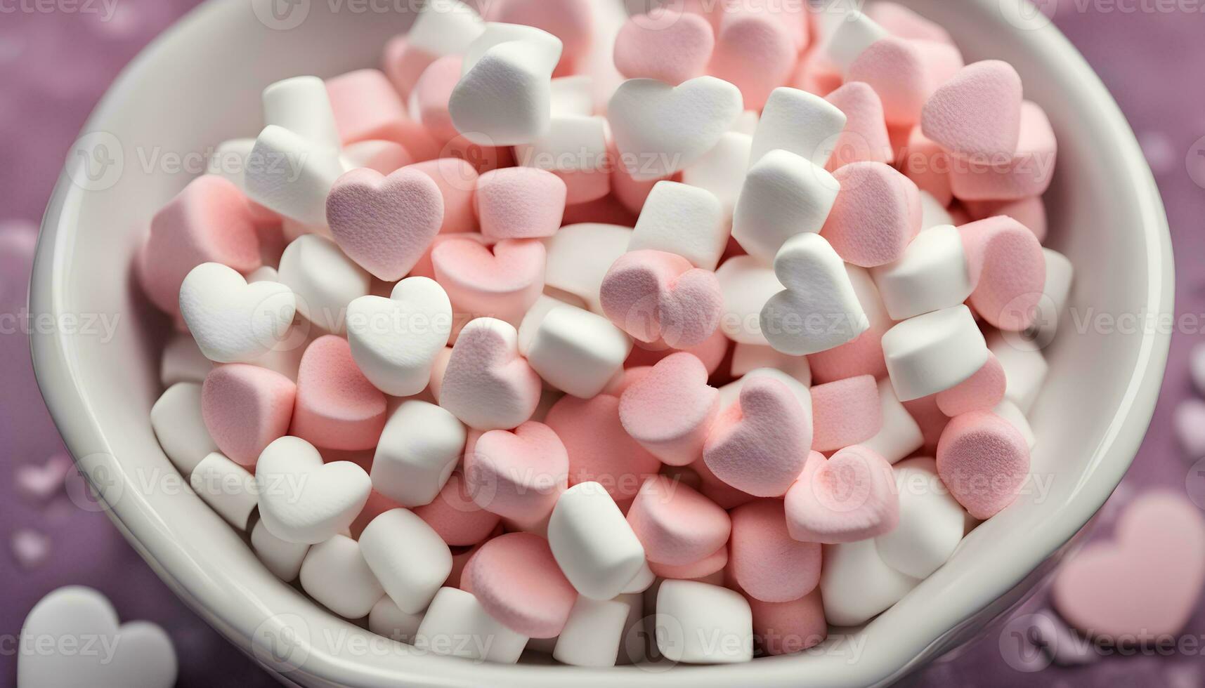 AI generated a bowl filled with pink and white marshmallows photo