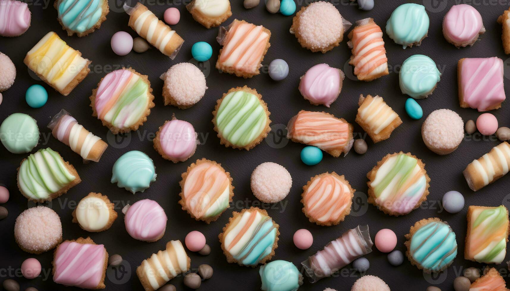 AI generated colorful cookies on a black background photo