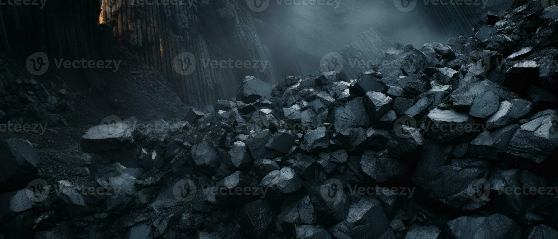 AI generated Eerie cave with flickering flame, highlighting coal formations. AI generative. photo