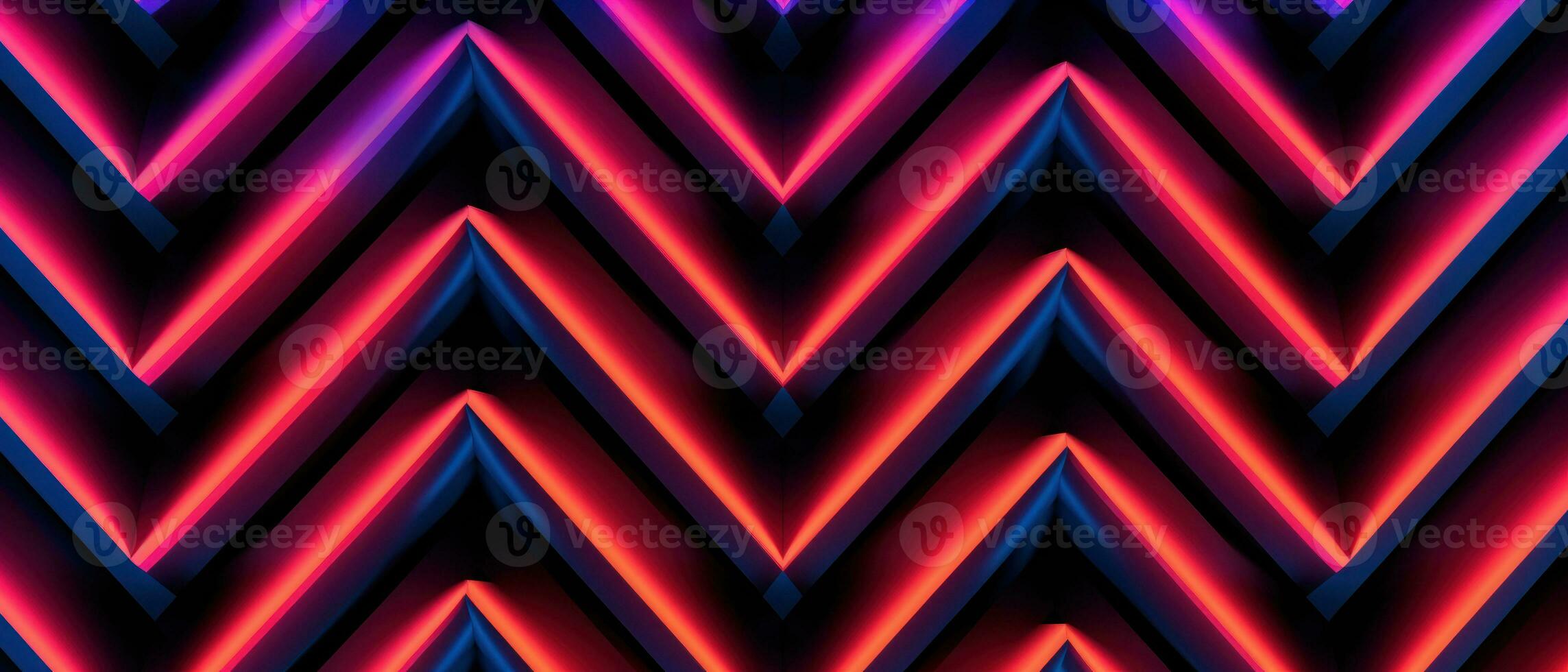 AI generated A futuristic geometric pattern with bright neon lines on a dark backdrop, creating a mesmerizing visual effect. photo