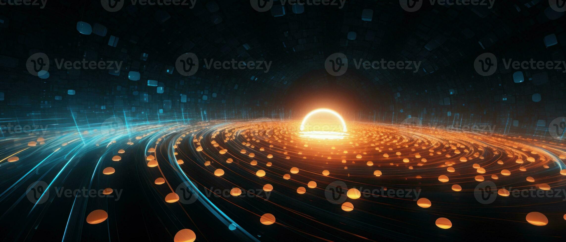 AI generated 3D illustration of a nebula in the universe, showcasing a vibrant blue and black cosmic background. photo