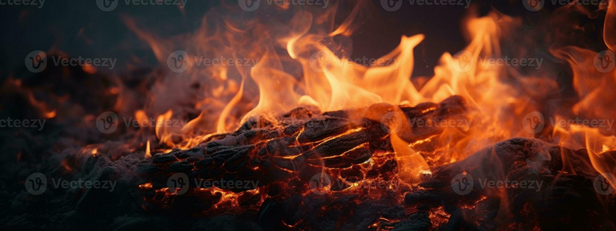 AI generated Captivating fire scene, pitch-black background,. AI generative. photo