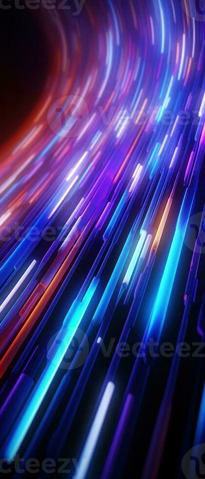 AI generated Vibrant streaks of light in a dark space, illustrating fast movement and glowing energy. photo