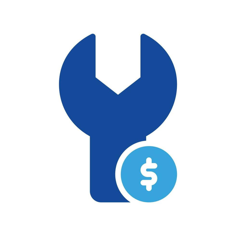 wrench coin dollar icon or logo illustration style. Icons ecommerce. vector