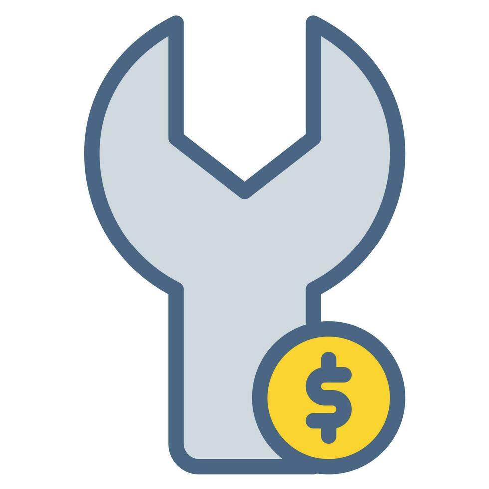 wrench coin dollar icon or logo illustration style. Icons ecommerce. vector